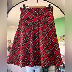 Unique Vintage Red Plaid Skirt